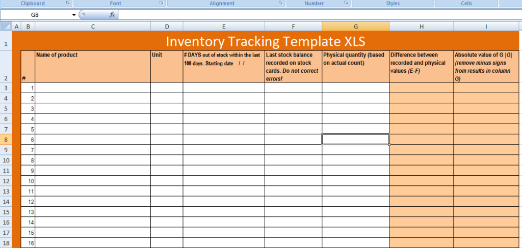 raw material tracking excel
